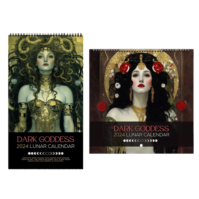 DARK GODDESS 2024 Calendar Moon Phases Greek Mythology Gift Black Wall