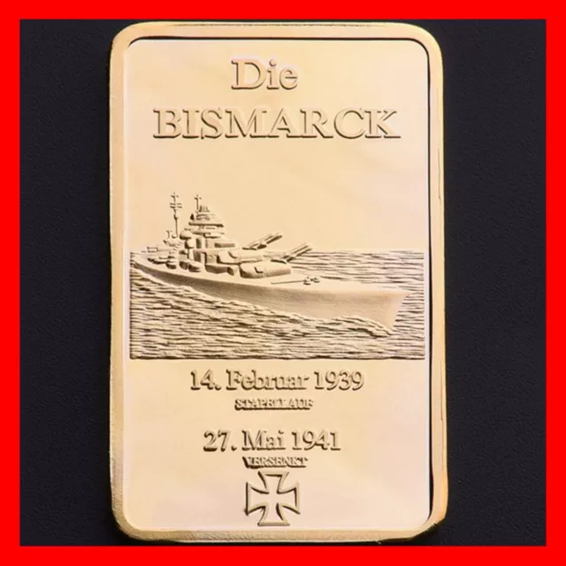 1 Unze Münze Medaille Oz Bismarck Schlachtschiff Eisernes Kreuz Gold Auflage