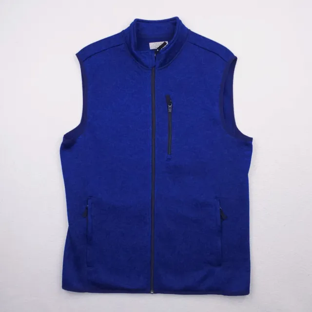 Ocean Coast Sweater Vest Mens Medium Blue Black Fleece Preppy Golf Sleeveless
