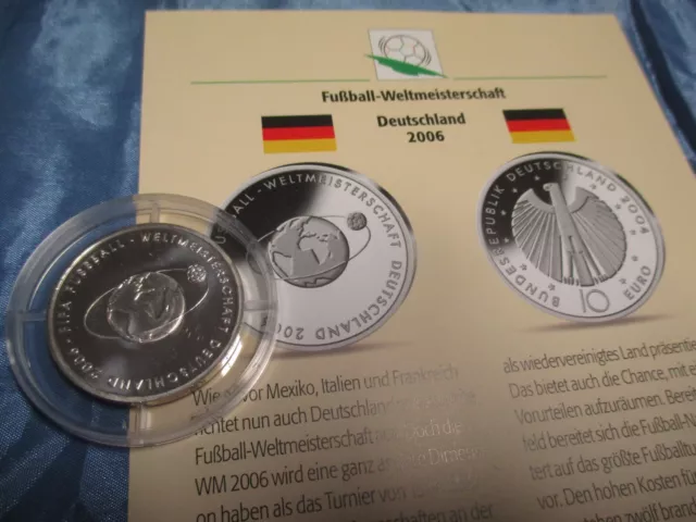 Silber - Gedenk - Münze , 10 Euro , Deutschland 2004 , Fußball - WM 2006