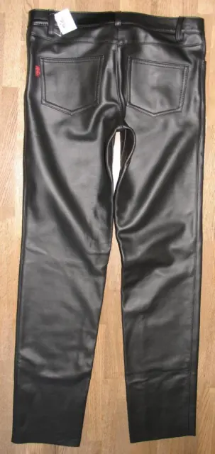 Nuovo! " R&Co Berlin " Uomo- Jeans IN Pelle/Pantaloni di Pelle Nero Circa W31 "/