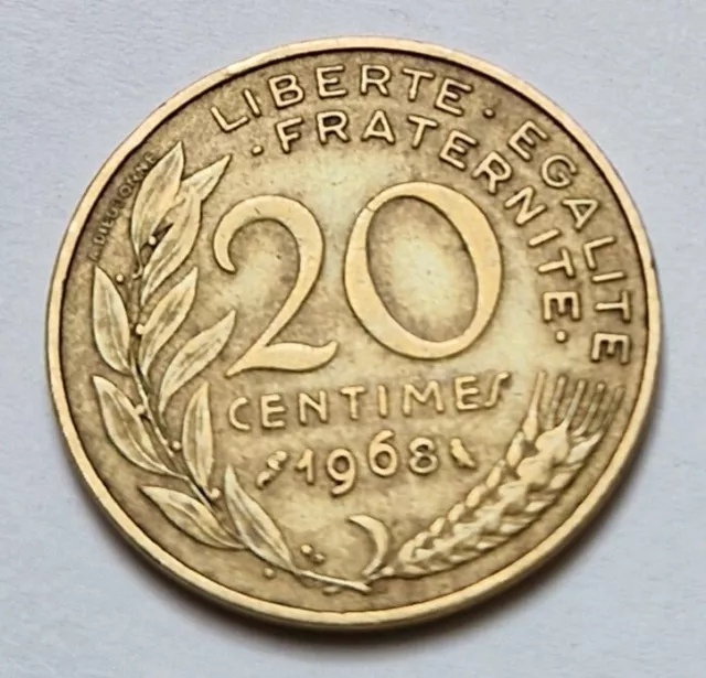 Pièce de monnaie 20 centimes Marianne 1968 République Française