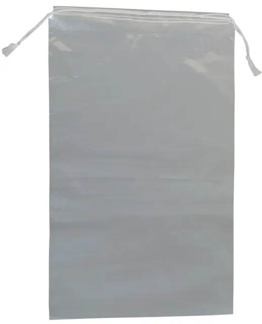 100 Kordelzugbeutel transparent mit weißer Doppelkordel unbedruckt 100x150mm