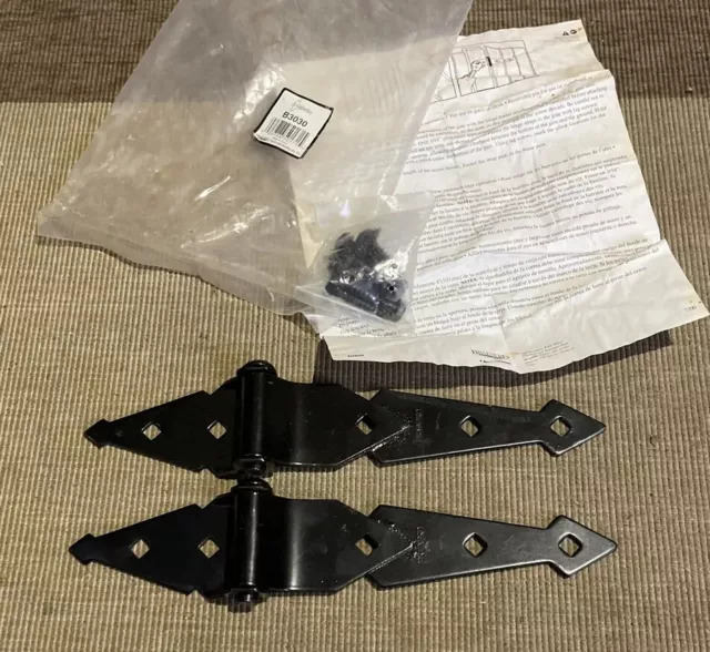 Brainerd Black Heavy Duty Ornamental Strap Hinge Barn- Shed-1 Pair Gate Hinges