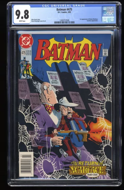 Batman #475 CGC NM/M 9.8 White Pages 1st Renee Montoya! DC Comics 1992 Batman #475 CGC NM/M 9.8 White Pages 1st Renee Montoya! DC Comics 1992