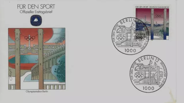 BRD FDC MiNr 1652 (3Bln) "Sporthilfe 1993" -Olympische Sportstätten Deutschland-