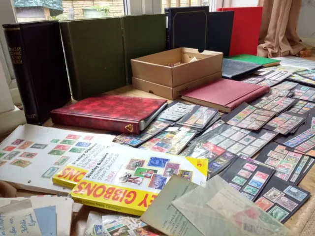 Large Commonwealth Stamp Collection in Box. Imperial Albums, Loose, Pages etc