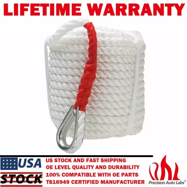 3/4"x150' Twisted Three Strand Nylon Anchor Mooring Rope Boat Line with Thimble