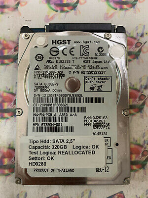 Hard Disk Usato SATA 2,5" 320GB HGST HTS725032A7E630 0J26163 DEC-12 