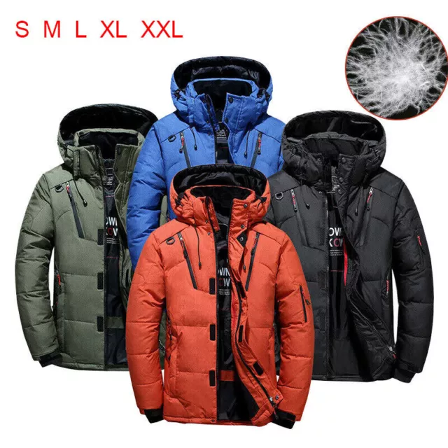 Winter Mens Warm Quilted Parka Duck Down Jacket Padded Bubble Puffer Hooded Coat