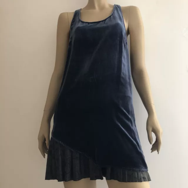 Anthropologie Pencey Navy Velvet Silk Party Dress * UK 8