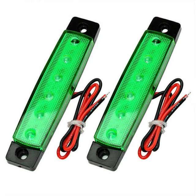 2x Marine Boat 6 LED Lamp Cabin Deck Courtesy Light Stern Transom Lights Green
