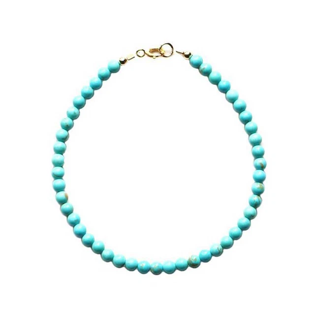 5MM Natural Turquoise beads Cuff Lucky Bracelet Easter Emotional National Style