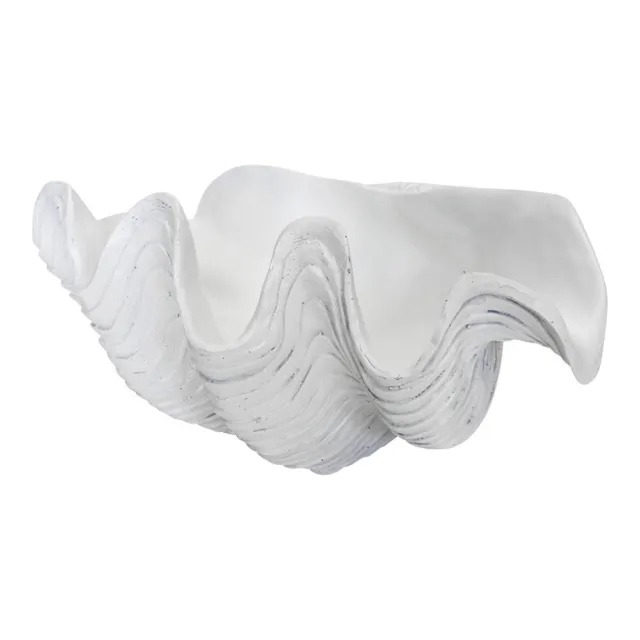 Polyresin 41.5cm Clam Shell Home/Room Decorative Bowl Trinket Tabletop White