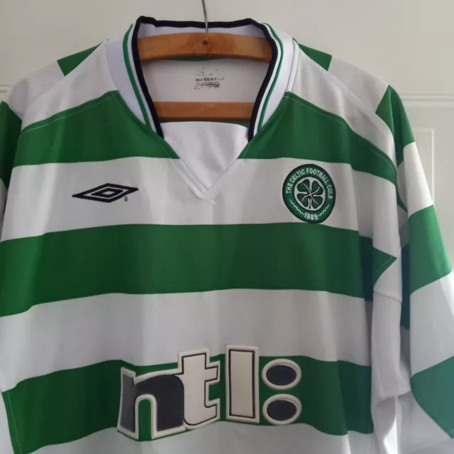 Celtic FC Football Shirt Home Original Vintage Retro Umbro 2001/03 Adult Size 2