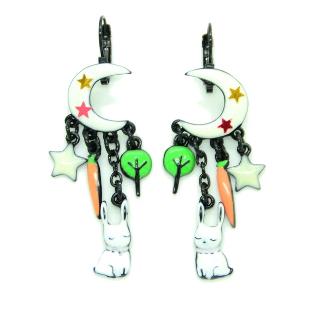 Boucles d'oreilles LOL Bijoux LOLILOTA Le lapin au clair de lune BFLOL093-blanc