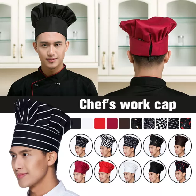 Chefs Catering Hat Professional Men Cap Cook Food Prep Kitchen Round High Hat