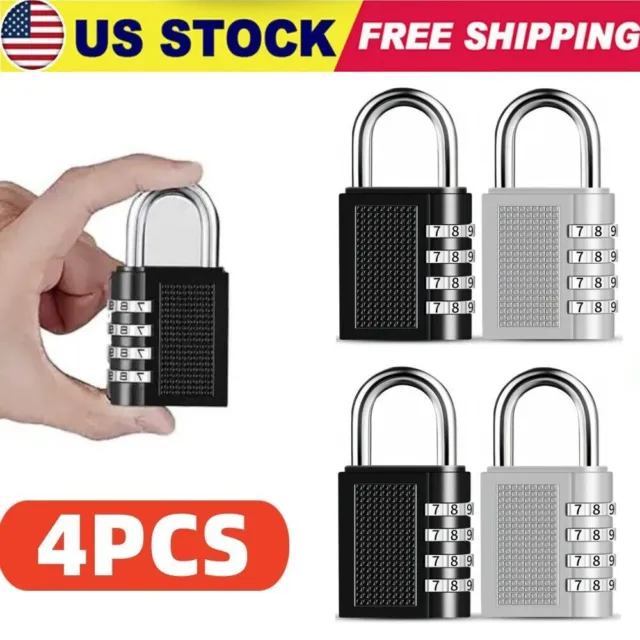 2 Pack 4 Digit Combination Lock Padlock for School Gym Locker Fence Waterproof