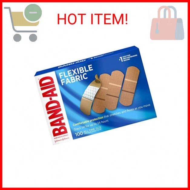 BANDAID BRAND FLEXIBLE Fabric Adhesive Bandages for Wound Care 100