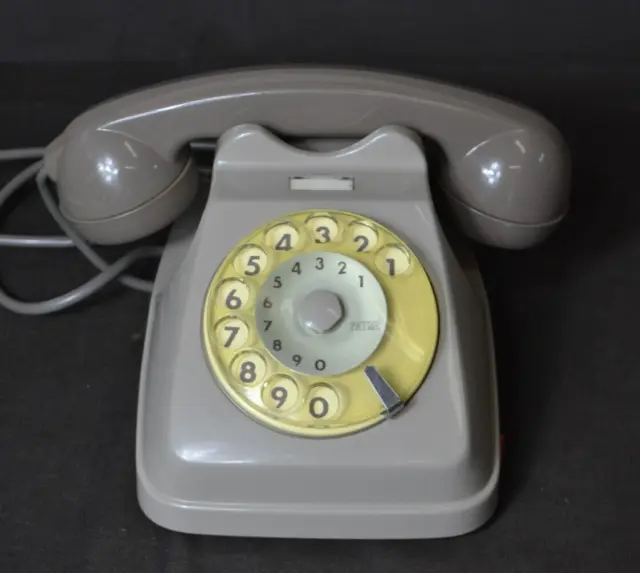 Telefono Sip Vintage anni 70 80 90 Grigio a disco rotella con filo Funzionante