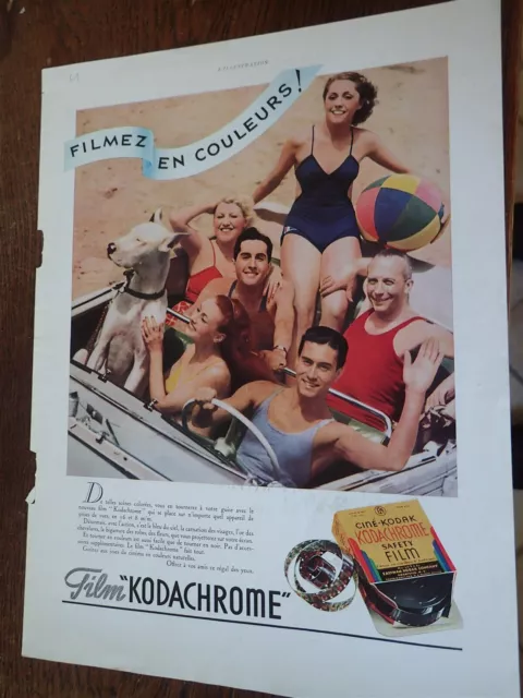 KODACHROME film  CINE-KODAK 61  publicité papier ILLUSTRATION 1936