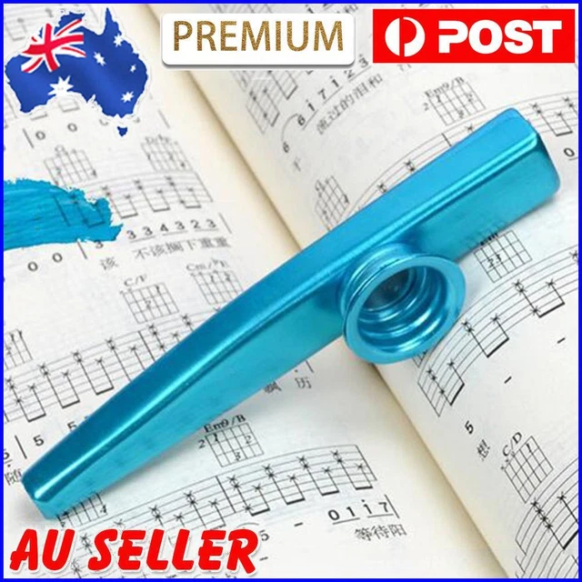 Metal Kazoos Musical Woodwind Instrument Mouth Flutes for Beginner (Blue)