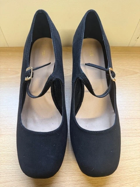YOUR'S BLACK MARY Jane Block Heel Shoes - Black - Size 5W £5.44 ...