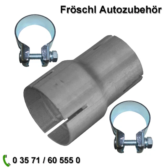 Aufweitung von 50mm ↗ 60mm Auspuff Adapter c* Reduzierung connector 2 Schelle c*