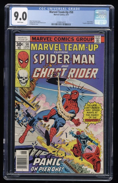 Marvel Team-up #58 CGC VF/NM 9.0 White Pages Spider-Man Ghost Rider! Marvel 1977