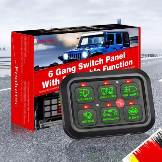 6-Speed LED Switch Panel 720W Light Control Fuse Holder for SUV UTV Boat Caravan