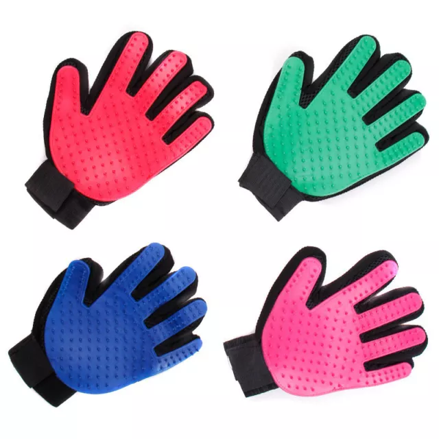 Pet Hair Gloves Brush Remover Dog Cat Comb Fur Mitt Massage Grooming Bath