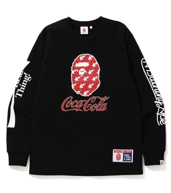 A Bathing Ape Coca-Cola Size XL Tee Coca Gate Long Sleeve T-Shirt Black CU605
