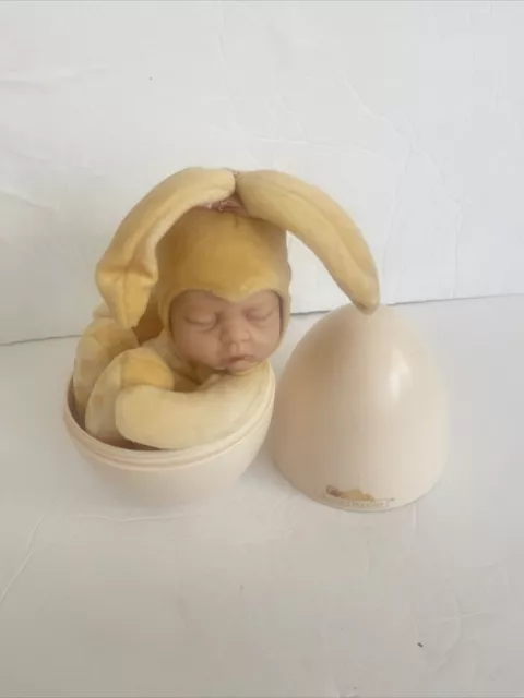 Anne Geddes Rabbit Baby Egg Sleeping Infant Doll Yellow Easter Egg