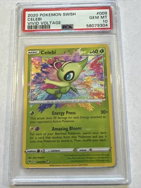 PSA 10 GEM MINT Celebi 009/185 AMAZING RARE HOLO Vivid Voltage Pokemon Card