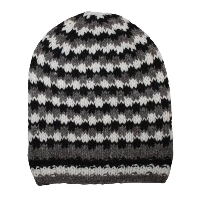 Berretto di lana oversize cappello caldo fatto a maglia beanie lungo nero