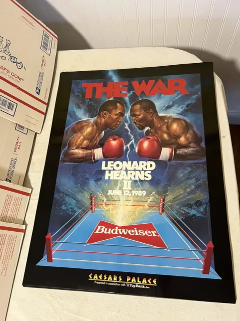 1989 Sugar Ray Leonard Vs Thomas Hearns Boxing Poster Budweiser Caesars Palace