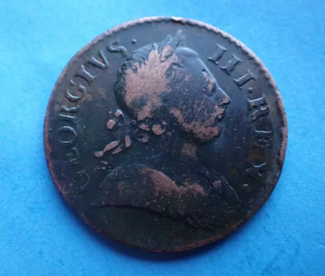 1771 George III, Half Penny, as shown.