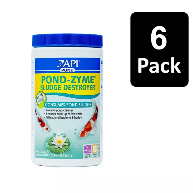 6 x API Pond-Zyme Sludge Destroyer Pond Water Cleaner With Barley 454g