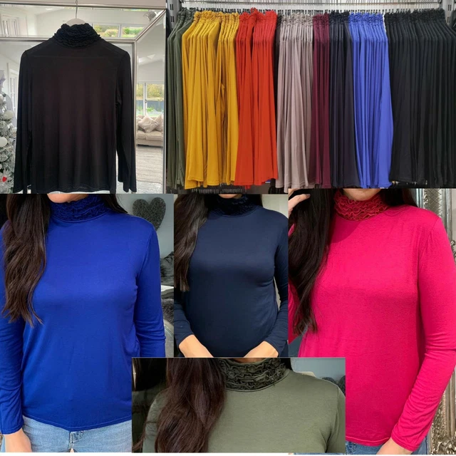 Wholesale Job Lot Ladies Long Sleeves Rosy Ruffle Neck 6 Pieces Mix Colours