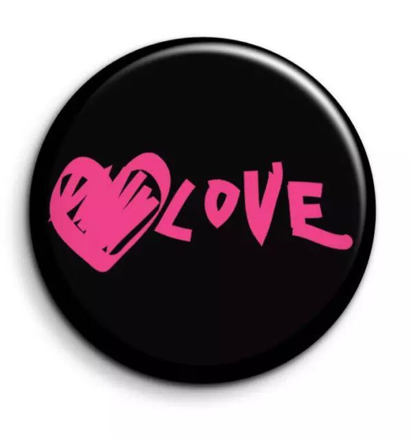Badge Epingle 38mm Button Pin - Peace and Love -  Love Coeur