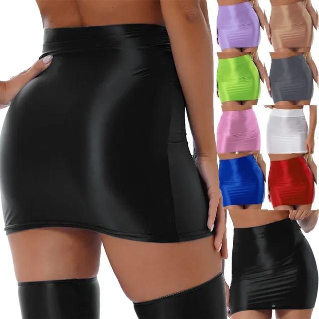 Womens Glossy Pencil Skirt High Waist Oil Shiny Mesh See Through Bodycon  Mini Skirt Hot Clubwear Miniskirt Lingerie - AliExpress