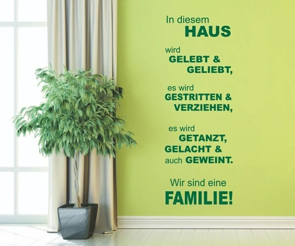 FAMILIEN WANDTATTOO FLUR Spruch In diesem Haus wird gelebt geliebt