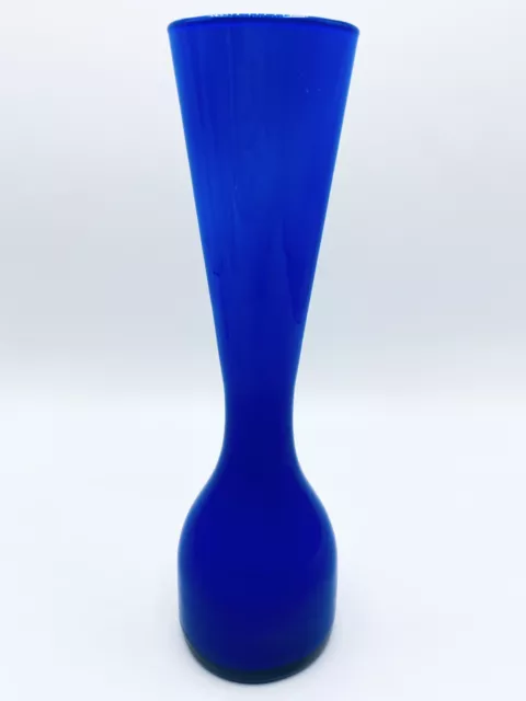 Vase Glas Kobalt Blau Überfang Mundgeblasen Glaskunst Höhe 24cm