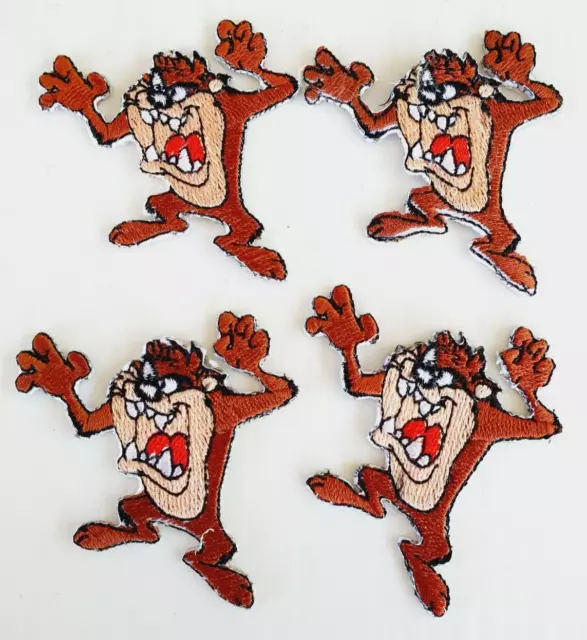 Bulk Lot of 4 x Looney Tunes Taz Devil Woven Souvenir Cloth Patch Badge Motif