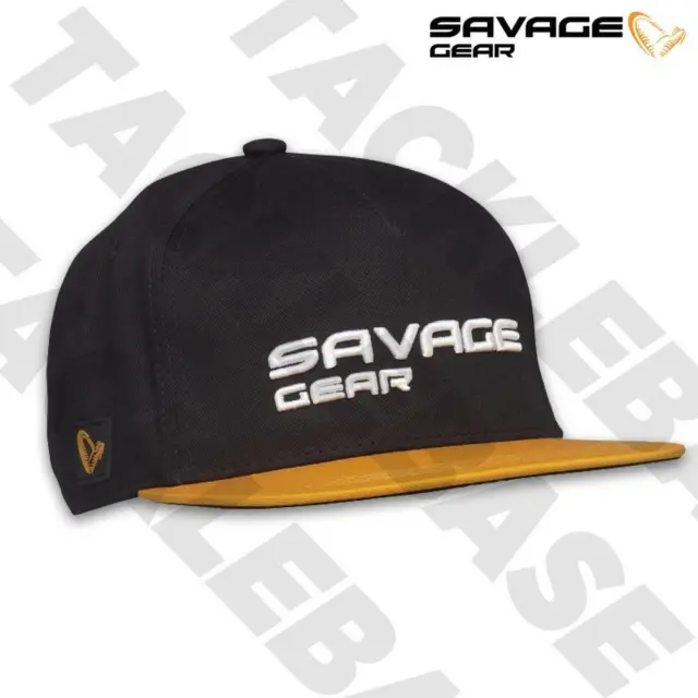 Savage Gear Cap Flat Peak 3D Logo Hat - Black Orange - Fishing Hats