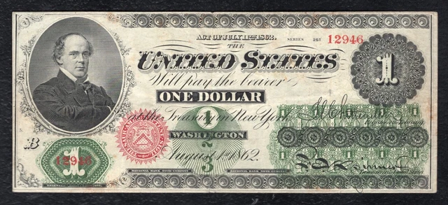 FR. 16c 1862 $1 ONE DOLLAR LEGAL TENDER UNITED STATES NOTE VERY FINE+