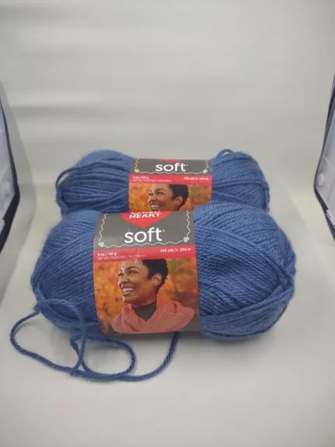 Hilo suave corazón rojo azul medio E728 2 madejas mediano 4 acrílico 282 gramos total