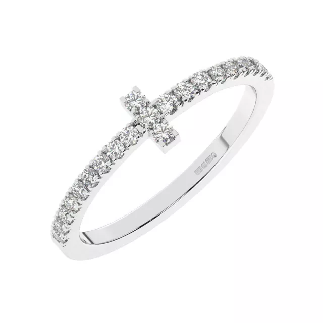 1.5 MM ,0.25 Ct 100% Natural Round Diamond Half Eternity Ring in 18K White Gold