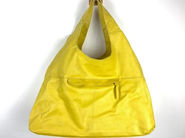Large Tote Shoulder Handbag Overnight Bag Mustard Yellow Exc cond