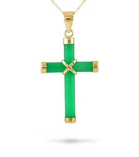 Pendentif Croix En Jade Naturel Authentique – Amulette Aura Incrustée, 38x25mm, Cadeau Élégant Fête Des Mères, Noël Ou Anniversaire
